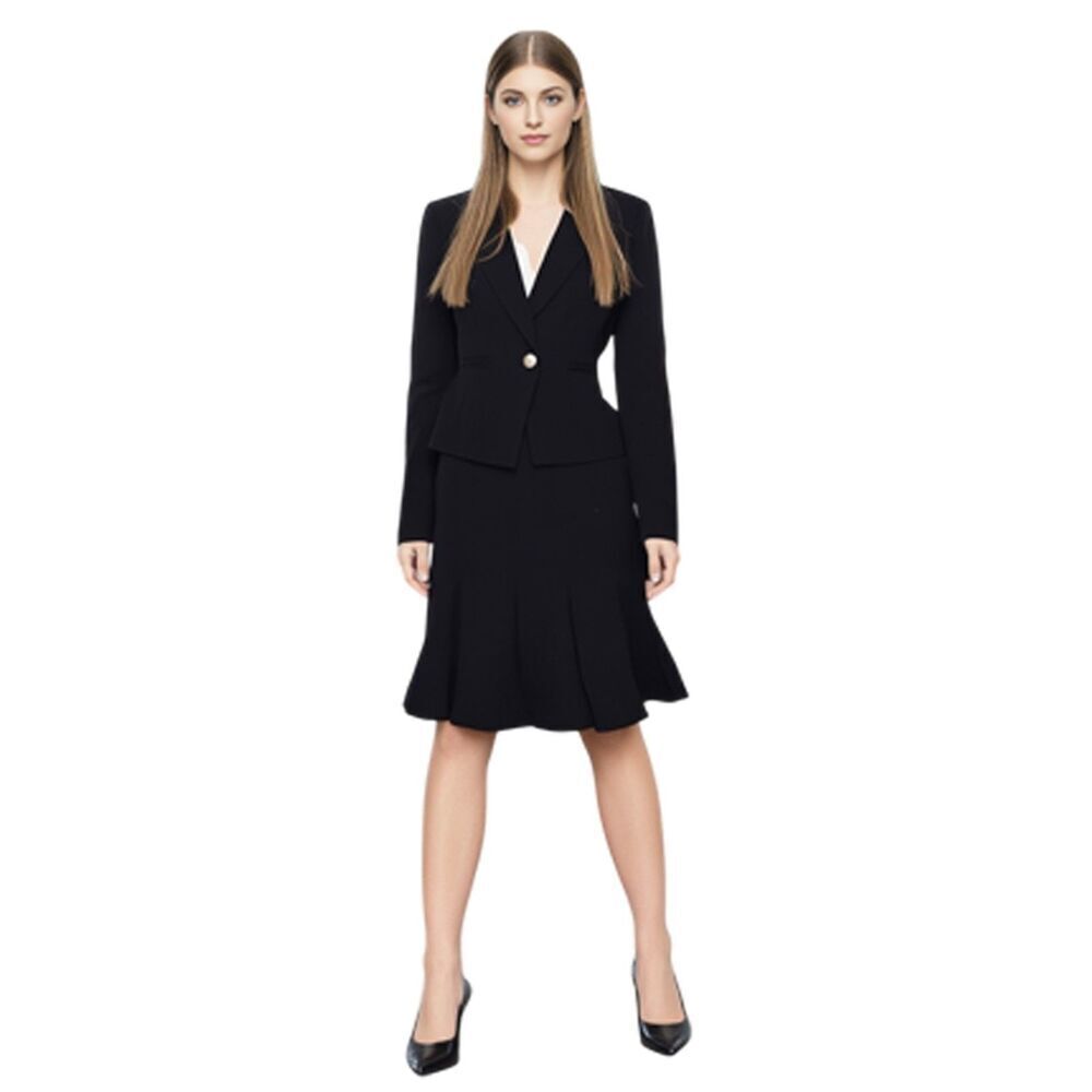 Nine West Black Skirt Suit Blazer Size  6 Skirt Size 8